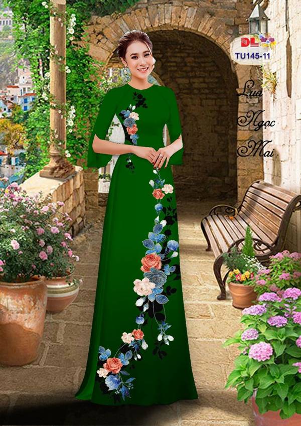 Vải Áo Dài Hoa Hồng Kiểu Mới AD TU145 35 Vải Áo Dài Hoa Hồng Kiểu Mới AD TU145