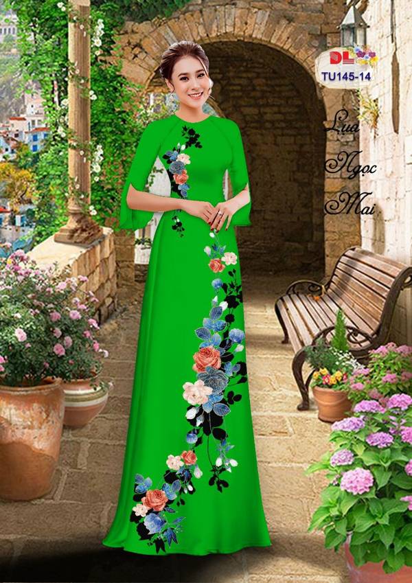 Vải Áo Dài Hoa Hồng Kiểu Mới AD TU145 37 Vải Áo Dài Hoa Hồng Kiểu Mới AD TU145
