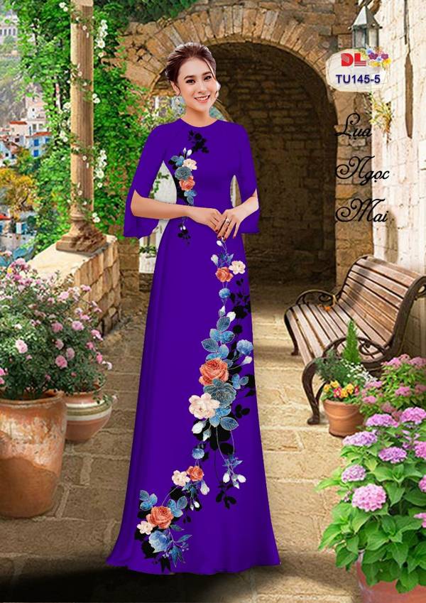 Vải Áo Dài Hoa Hồng Kiểu Mới AD TU145 42 Vải Áo Dài Hoa Hồng Kiểu Mới AD TU145