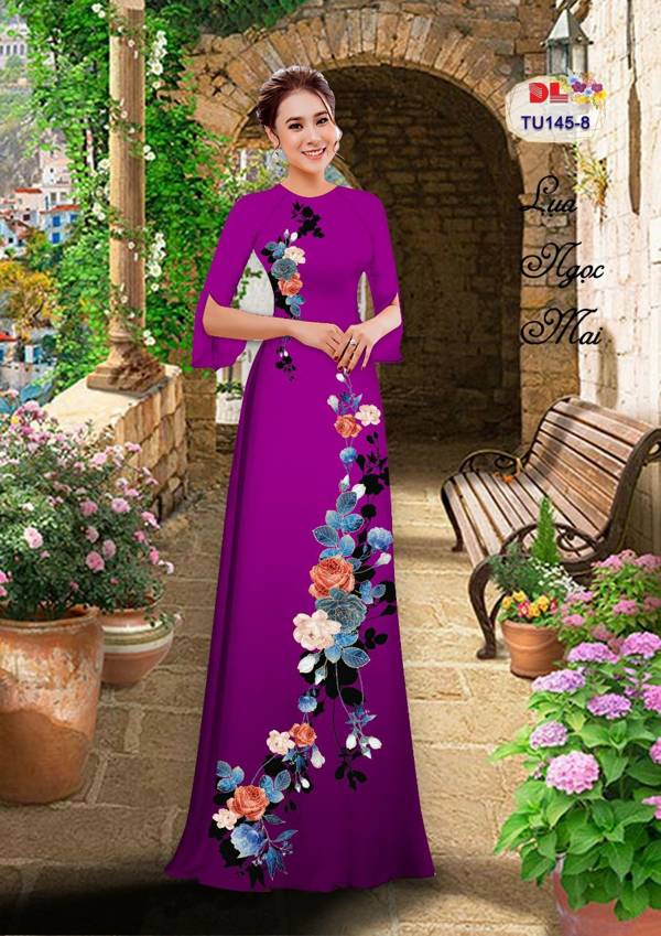 Vải Áo Dài Hoa Hồng Kiểu Mới AD TU145 46 Vải Áo Dài Hoa Hồng Kiểu Mới AD TU145