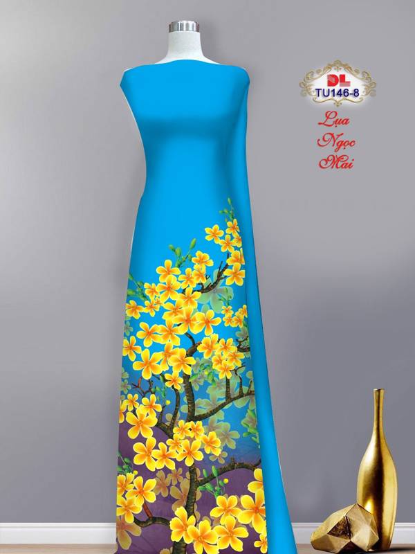Vải Áo Dài Hoa Mai Mới Ra AD TU146 34 Vải Áo Dài Hoa Mai Mới Ra AD TU146