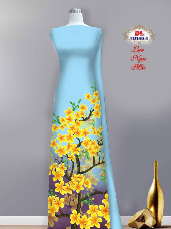 Vải Áo Dài Hoa Mai Mới Ra AD TU146 36 Vải Áo Dài Hoa Mai Mới Ra AD TU146