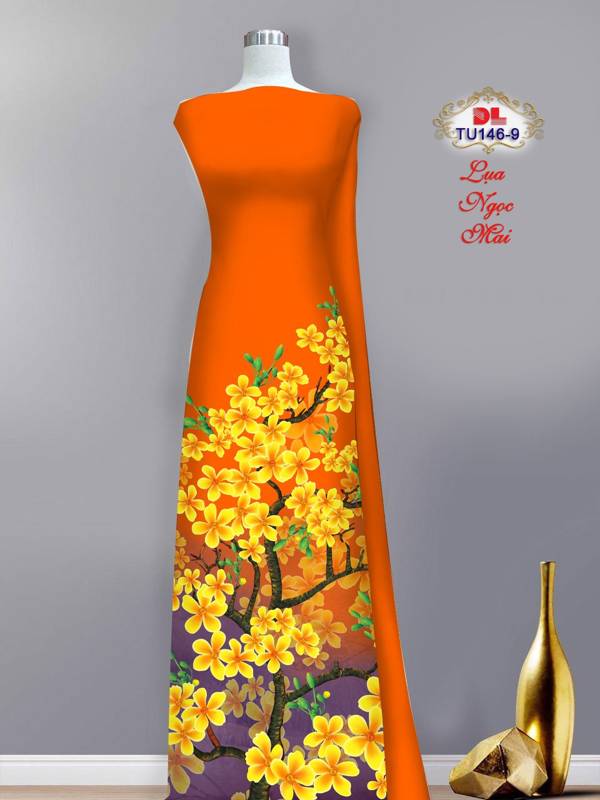 Vải Áo Dài Hoa Mai Mới Ra AD TU146 35 Vải Áo Dài Hoa Mai Mới Ra AD TU146