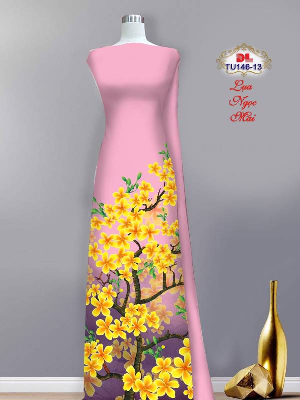Vải Áo Dài Hoa Mai Mới Ra AD TU146 38 Vải Áo Dài Hoa Mai Mới Ra AD TU146