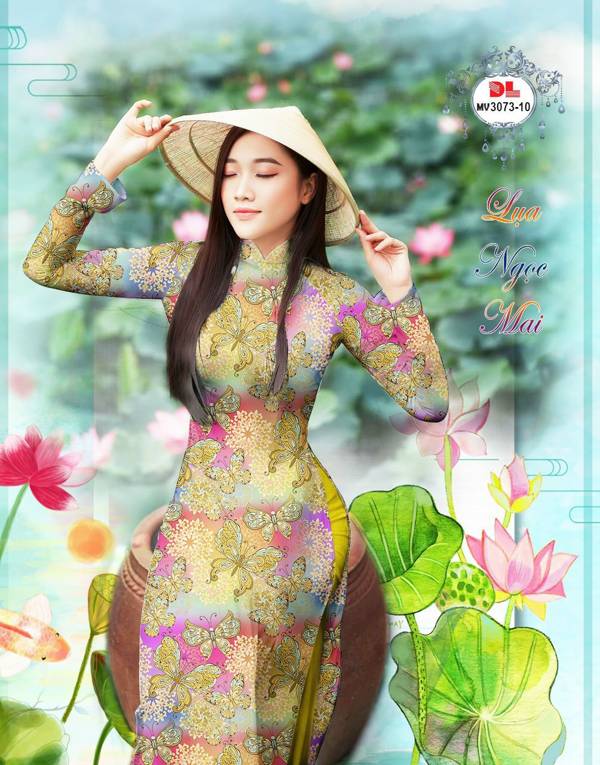 Vải Áo Dài Hoa Bướm Thiết Kế 2021 AD MV3073 30 Vải Áo Dài Hoa Bướm Thiết Kế 2021 AD MV3073