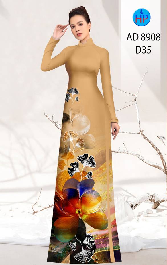 Vải Áo Dài Hoa In 3D Kiểu Mới AD 8908