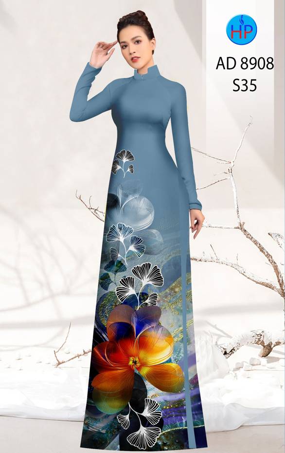Vải Áo Dài Hoa In 3D Kiểu Mới AD 8908