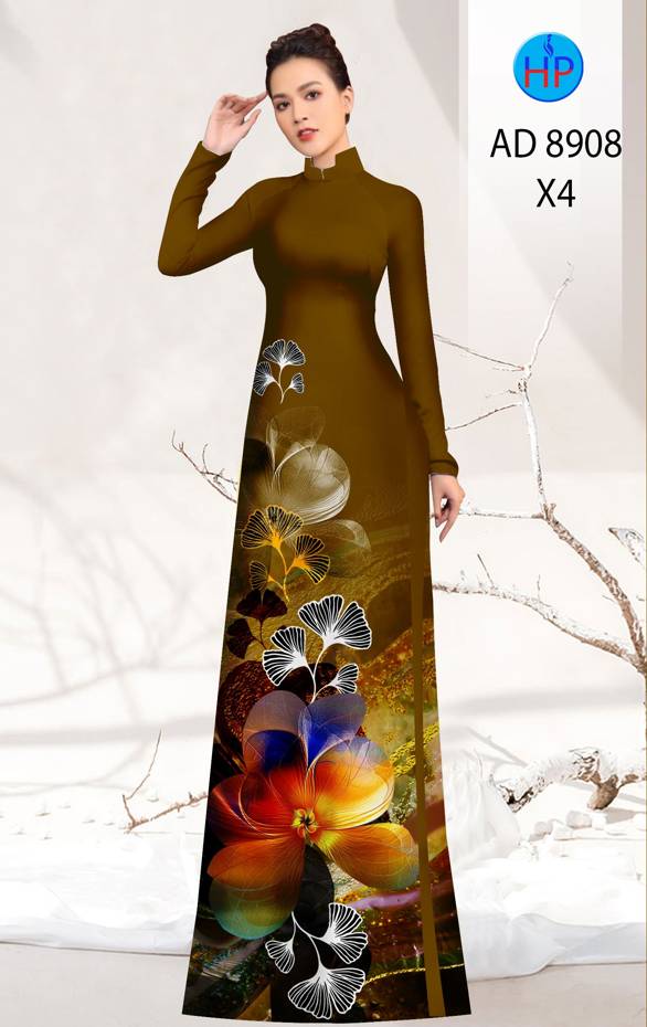 Vải Áo Dài Hoa In 3D Kiểu Mới AD 8908