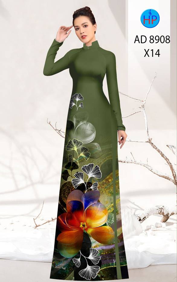 Vải Áo Dài Hoa In 3D Kiểu Mới AD 8908