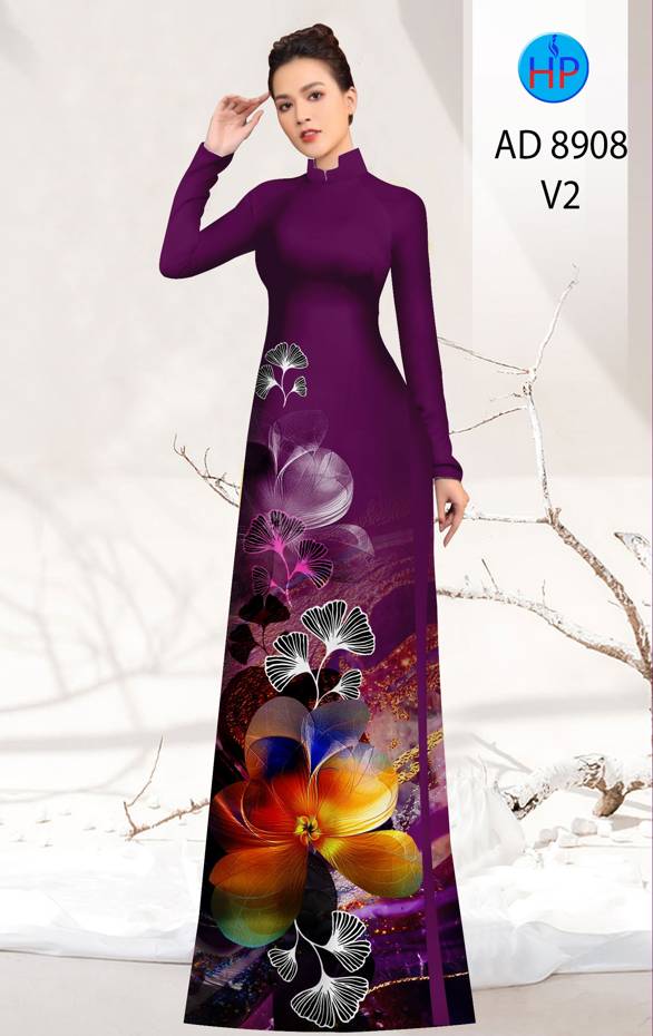 Vải Áo Dài Hoa In 3D Kiểu Mới AD 8908