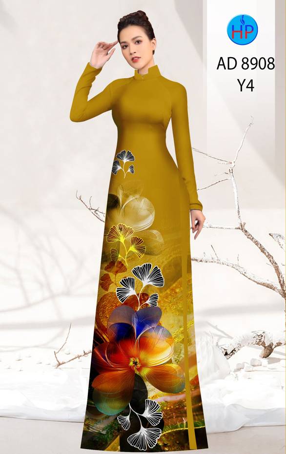 Vải Áo Dài Hoa In 3D Kiểu Mới AD 8908