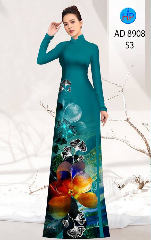 Vải Áo Dài Hoa In 3D Kiểu Mới AD 8908