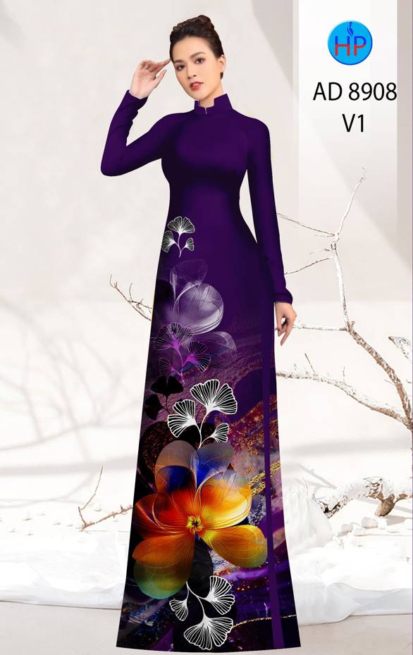 Vải Áo Dài Hoa In 3D Kiểu Mới AD 8908