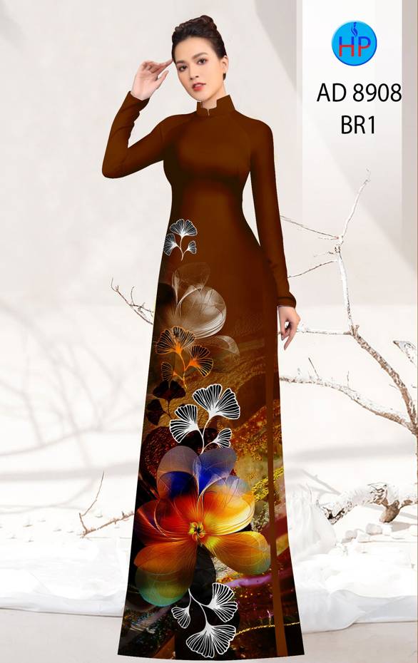 Vải Áo Dài Hoa In 3D Kiểu Mới AD 8908