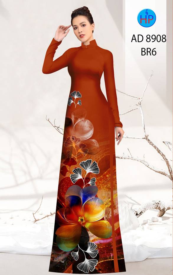 Vải Áo Dài Hoa In 3D Kiểu Mới AD 8908