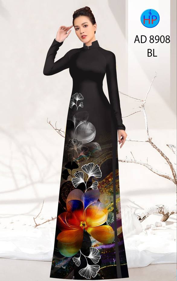 Vải Áo Dài Hoa In 3D Kiểu Mới AD 8908