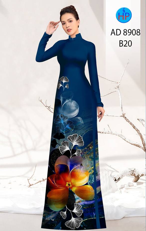 Vải Áo Dài Hoa In 3D Kiểu Mới AD 8908