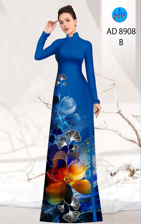 Vải Áo Dài Hoa In 3D Kiểu Mới AD 8908