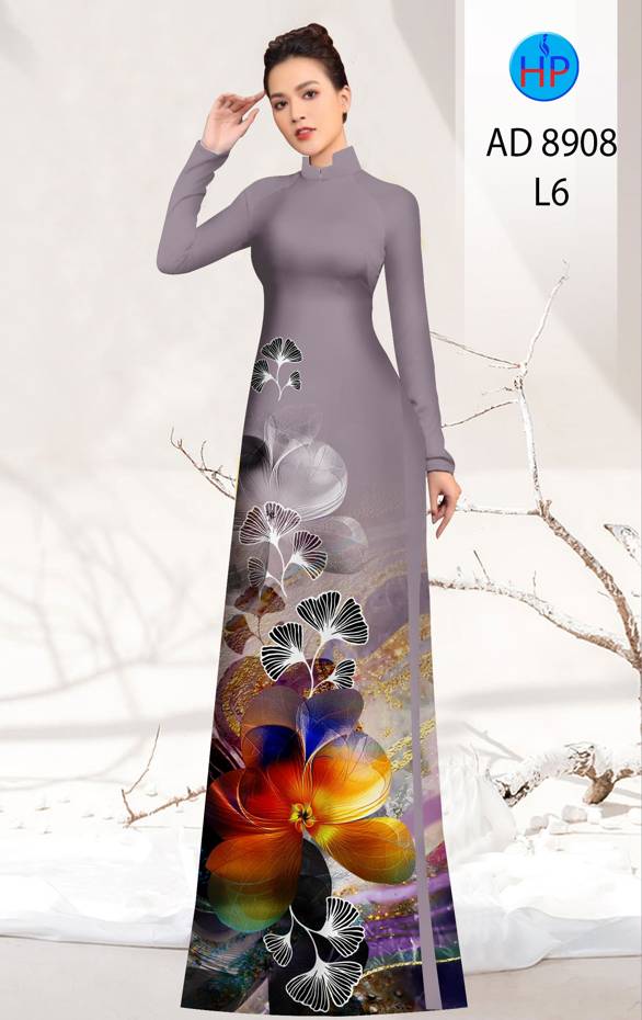 Vải Áo Dài Hoa In 3D Kiểu Mới AD 8908