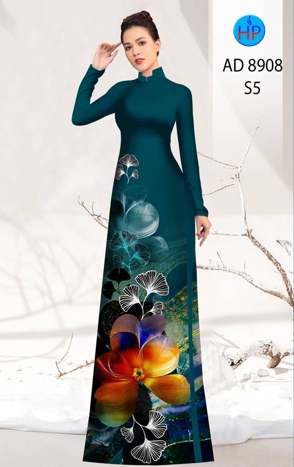 Vải Áo Dài Hoa In 3D Kiểu Mới AD 8908
