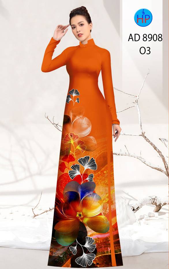 Vải Áo Dài Hoa In 3D Kiểu Mới AD 8908