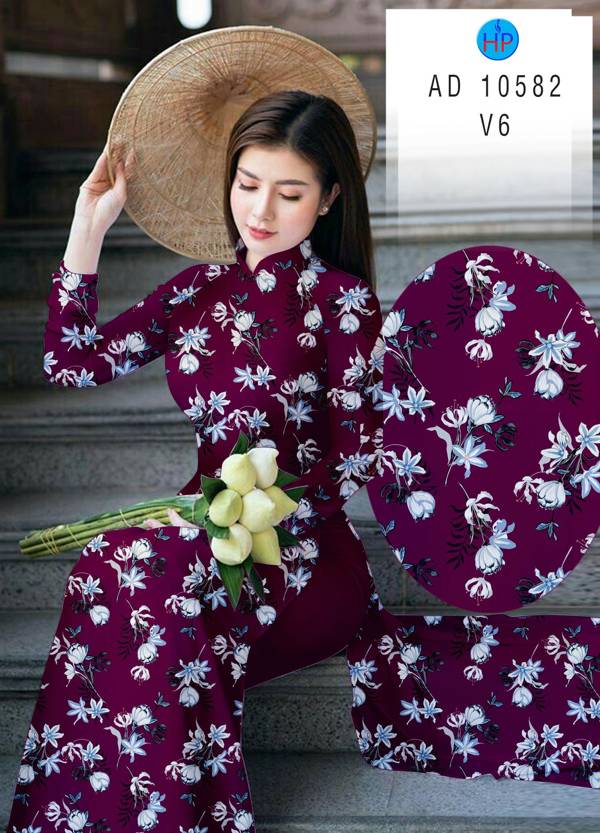 Vải Áo Dài Hoa Đều Mới Ra AD 10582 56 Vải Áo Dài Hoa Đều Mới Ra AD 10582