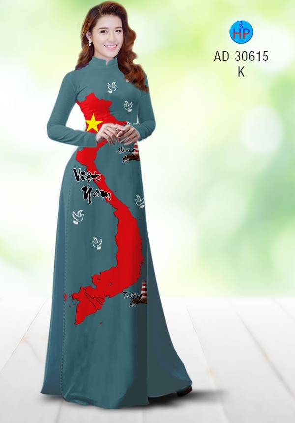 Vải Áo Dài Bản Đồ Việt Nam Kiểu Mới AD 30615 57 Vải Áo Dài Bản Đồ Việt Nam Kiểu Mới AD 30615
