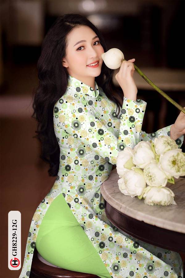 Vải Áo Dài Hoa Văn Tròn Mới Ra AD GH8229 34 Vải Áo Dài Hoa Văn Tròn Mới Ra AD GH8229