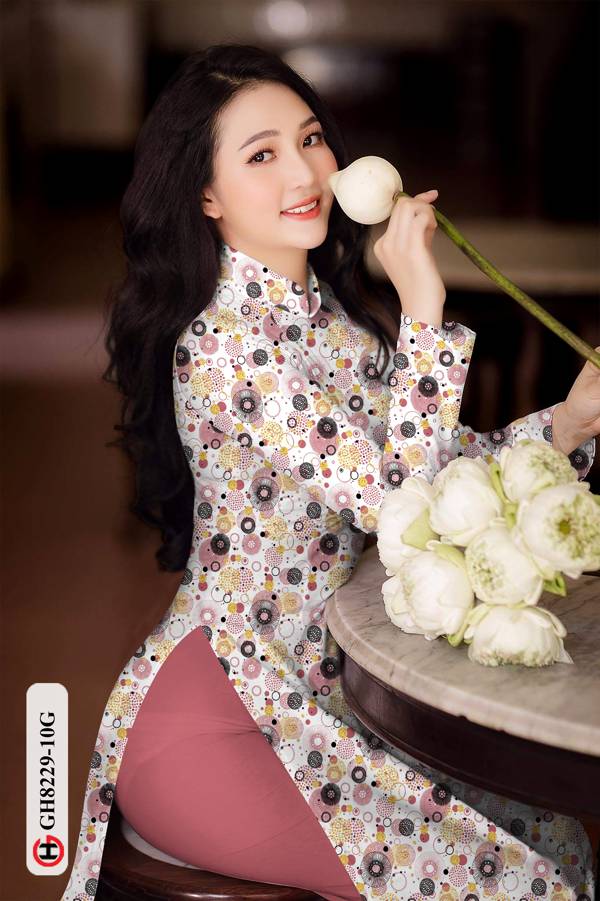 Vải Áo Dài Hoa Văn Tròn Mới Ra AD GH8229 35 Vải Áo Dài Hoa Văn Tròn Mới Ra AD GH8229