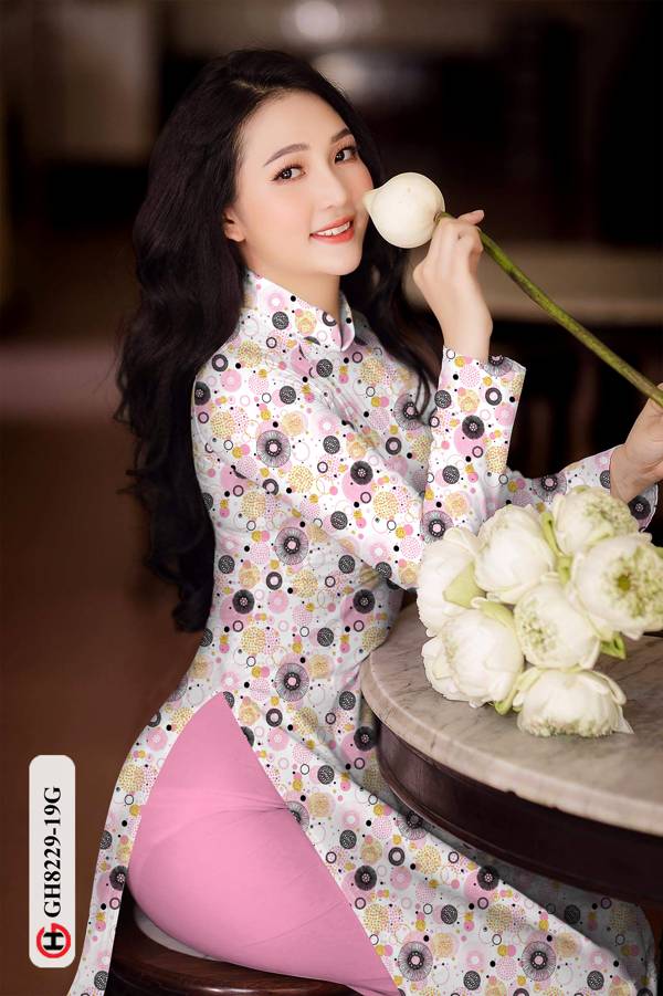 Vải Áo Dài Hoa Văn Tròn Mới Ra AD GH8229 33 Vải Áo Dài Hoa Văn Tròn Mới Ra AD GH8229