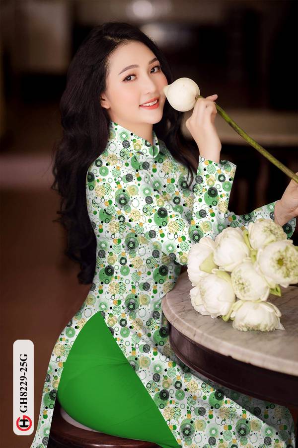 Vải Áo Dài Hoa Văn Tròn Mới Ra AD GH8229 38 Vải Áo Dài Hoa Văn Tròn Mới Ra AD GH8229