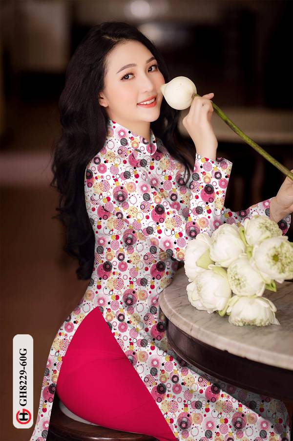 Vải Áo Dài Hoa Văn Tròn Mới Ra AD GH8229 36 Vải Áo Dài Hoa Văn Tròn Mới Ra AD GH8229