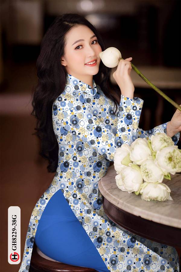 Vải Áo Dài Hoa Văn Tròn Mới Ra AD GH8229 37 Vải Áo Dài Hoa Văn Tròn Mới Ra AD GH8229