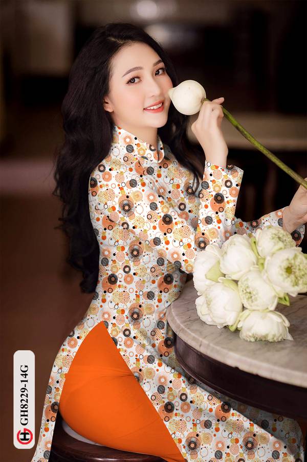 Vải Áo Dài Hoa Văn Tròn Mới Ra AD GH8229 39 Vải Áo Dài Hoa Văn Tròn Mới Ra AD GH8229