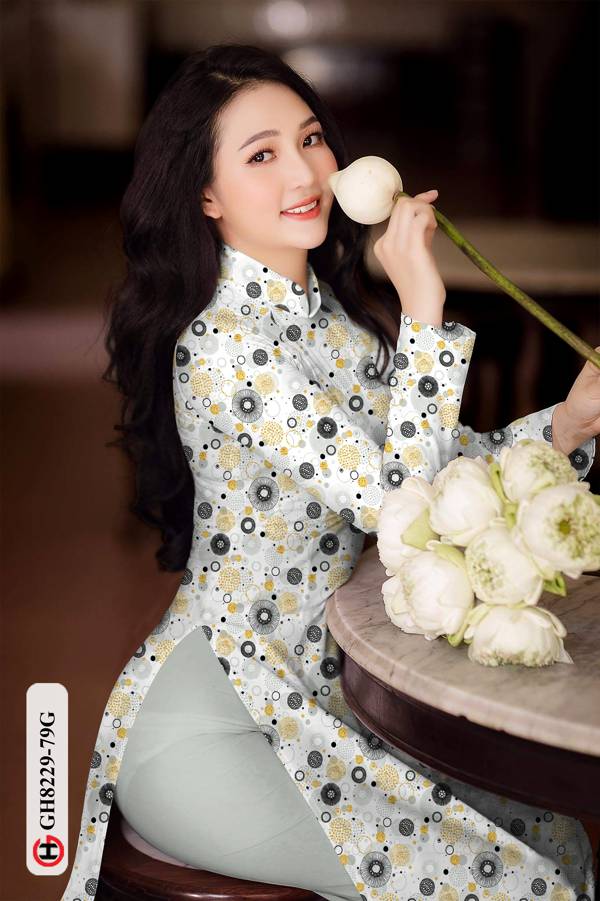 Vải Áo Dài Hoa Văn Tròn Mới Ra AD GH8229 41 Vải Áo Dài Hoa Văn Tròn Mới Ra AD GH8229