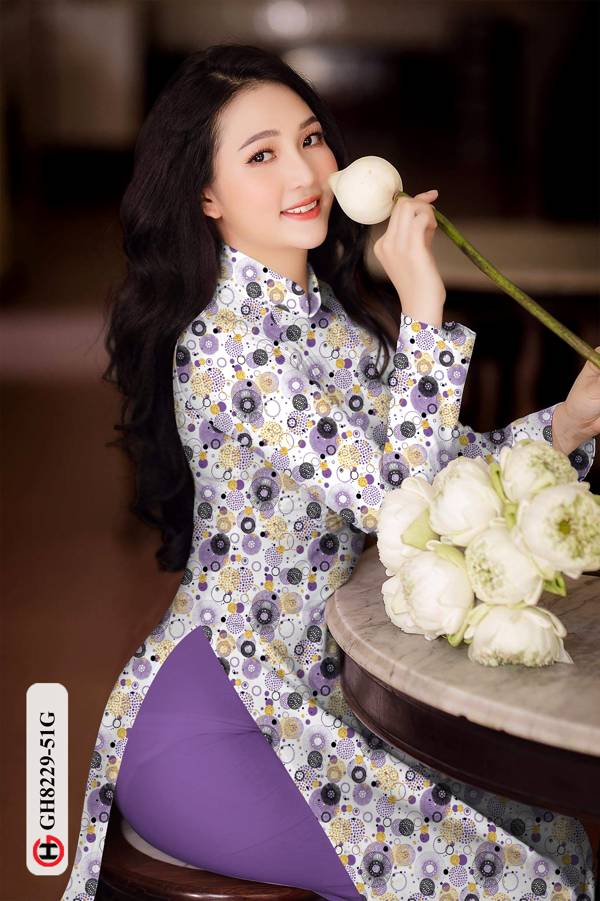Vải Áo Dài Hoa Văn Tròn Mới Ra AD GH8229 44 Vải Áo Dài Hoa Văn Tròn Mới Ra AD GH8229