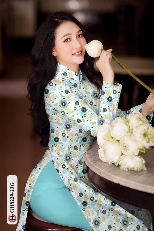 Vải Áo Dài Hoa Văn Tròn Mới Ra AD GH8229 40 Vải Áo Dài Hoa Văn Tròn Mới Ra AD GH8229