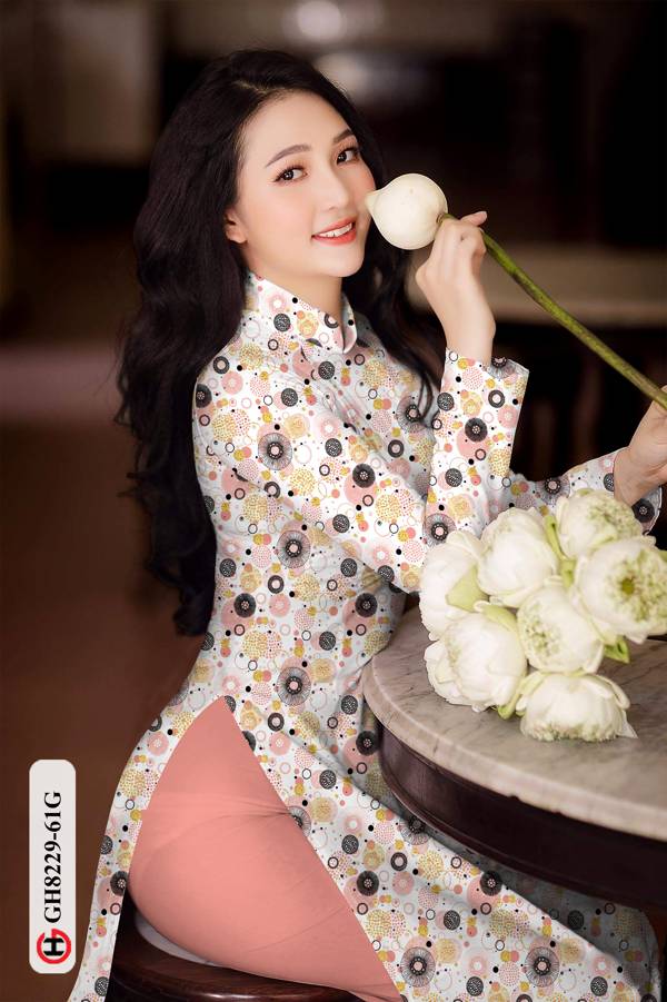 Vải Áo Dài Hoa Văn Tròn Mới Ra AD GH8229 43 Vải Áo Dài Hoa Văn Tròn Mới Ra AD GH8229