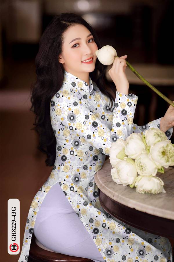 Vải Áo Dài Hoa Văn Tròn Mới Ra AD GH8229 46 Vải Áo Dài Hoa Văn Tròn Mới Ra AD GH8229