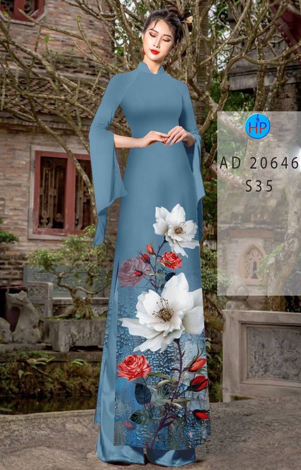 Vải Áo Dài Hoa In 3D Độc Đáo AD 20646 54 Vải Áo Dài Hoa In 3D Độc Đáo AD 20646