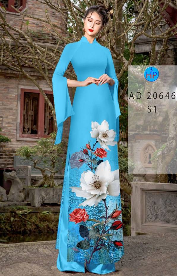 Vải Áo Dài Hoa In 3D Độc Đáo AD 20646 55 Vải Áo Dài Hoa In 3D Độc Đáo AD 20646