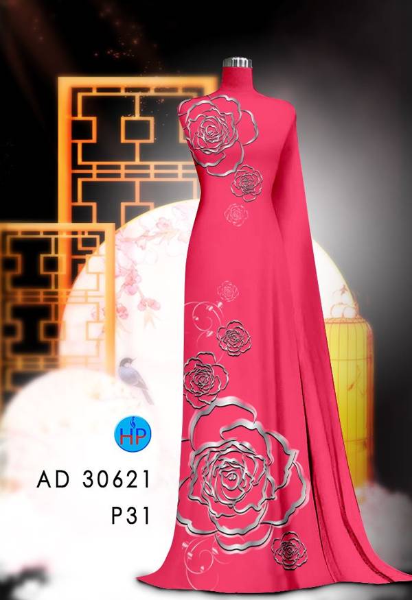 Vải Áo Dài Hoa Hồng Thiết Kế 2021 AD 30621 41 Vải Áo Dài Hoa Hồng Thiết Kế 2021 AD 30621
