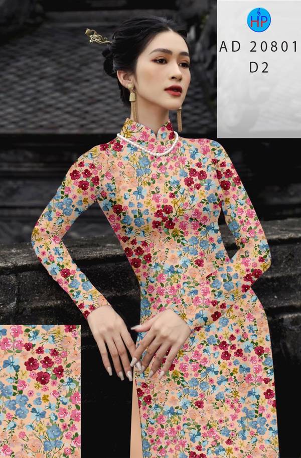 Vải Áo Dài Hoa Nhí Kiểu Mới AD 20801 39 Vải Áo Dài Hoa Nhí Kiểu Mới AD 20801