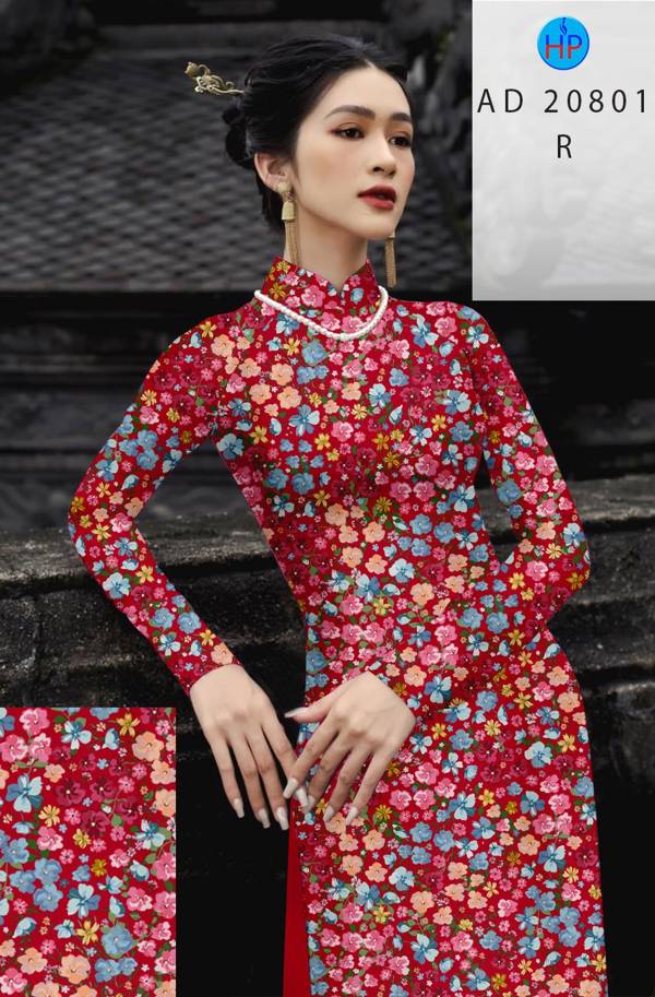 Vải Áo Dài Hoa Nhí Kiểu Mới AD 20801 40 Vải Áo Dài Hoa Nhí Kiểu Mới AD 20801