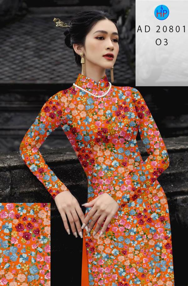 Vải Áo Dài Hoa Nhí Kiểu Mới AD 20801 42 Vải Áo Dài Hoa Nhí Kiểu Mới AD 20801