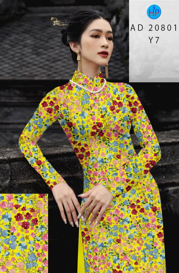 Vải Áo Dài Hoa Nhí Kiểu Mới AD 20801 41 Vải Áo Dài Hoa Nhí Kiểu Mới AD 20801
