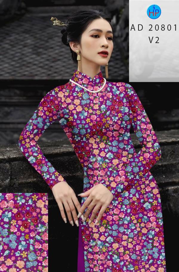 Vải Áo Dài Hoa Nhí Kiểu Mới AD 20801 49 Vải Áo Dài Hoa Nhí Kiểu Mới AD 20801