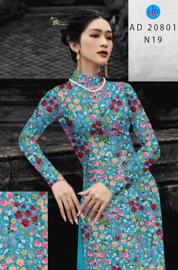 Vải Áo Dài Hoa Nhí Kiểu Mới AD 20801 47 Vải Áo Dài Hoa Nhí Kiểu Mới AD 20801