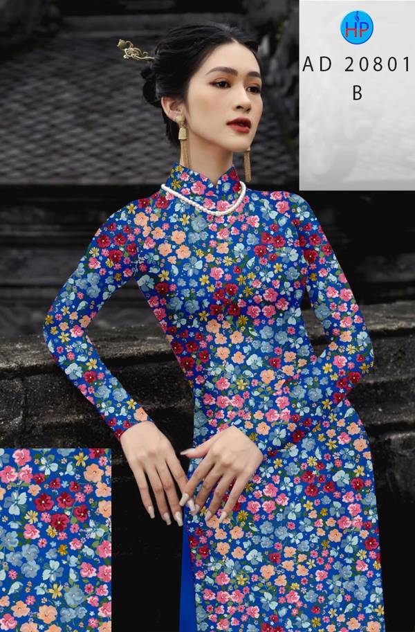 Vải Áo Dài Hoa Nhí Kiểu Mới AD 20801 46 Vải Áo Dài Hoa Nhí Kiểu Mới AD 20801