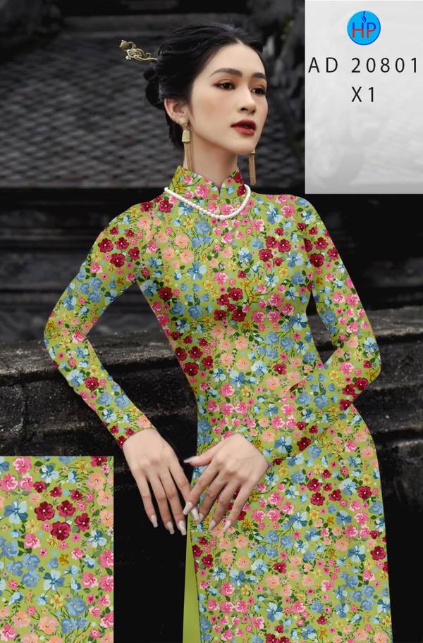Vải Áo Dài Hoa Nhí Kiểu Mới AD 20801 45 Vải Áo Dài Hoa Nhí Kiểu Mới AD 20801